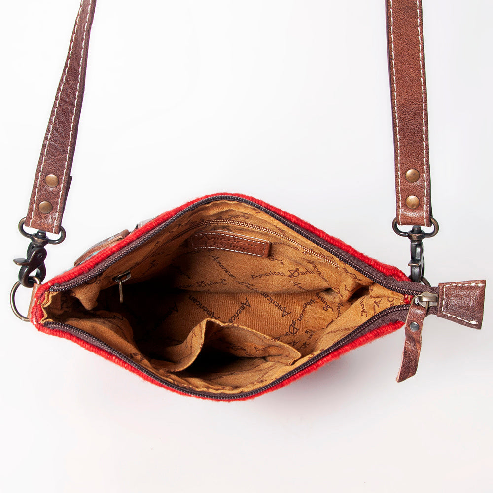 American Darling Western Crossbody Bag – Handwoven Saddle Blanket with Genuine Leather Trim, Lightweight Everyday Purse