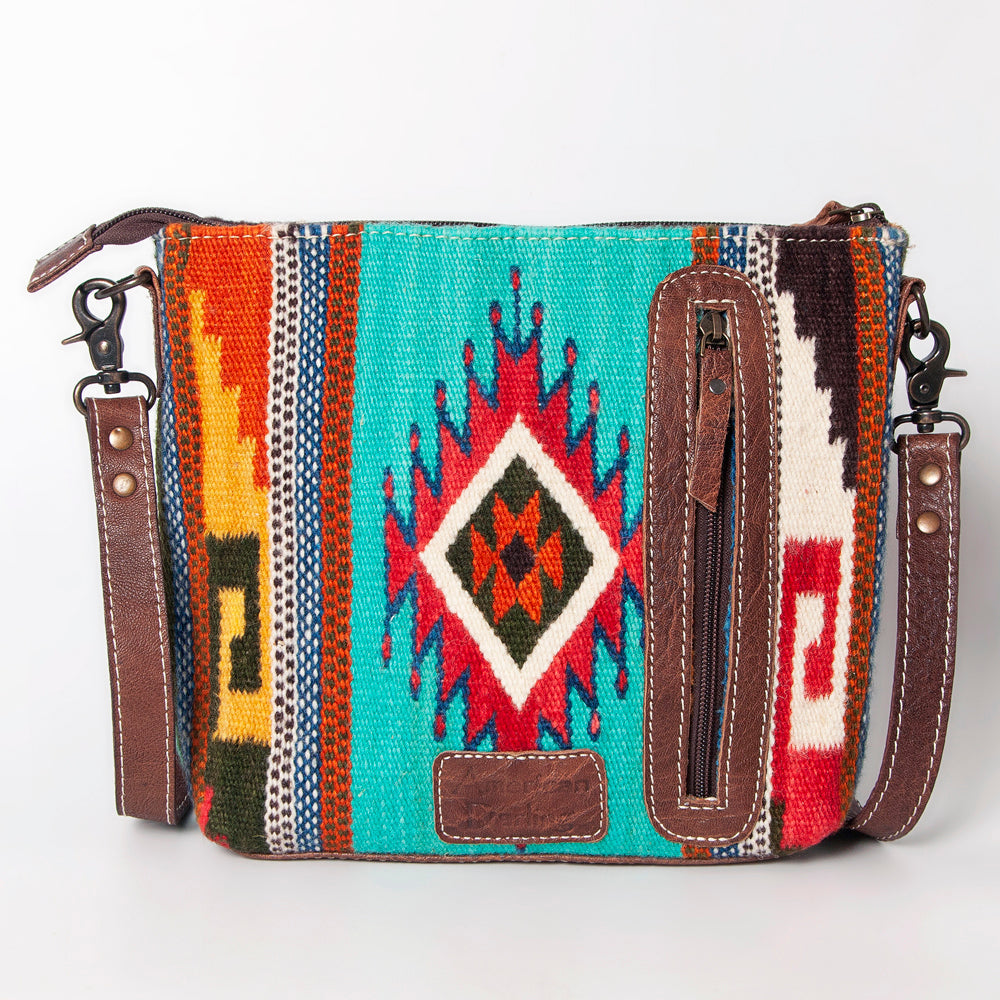 American Darling Western Crossbody Bag – Handwoven Saddle Blanket with Genuine Leather Trim, Lightweight Everyday Purse