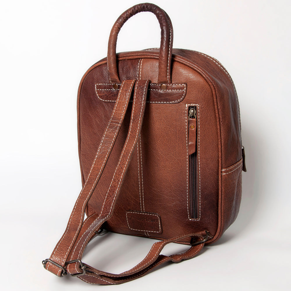 American Darling Western Backpack – Handwoven Saddle Blanket Front with Genuine Leather Body, Everyday Travel and Work Bag
