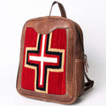 American Darling Western Leather Backpack – Handwoven Saddle Blanket with Genuine Leather Trim, Travel and Everyday Bag