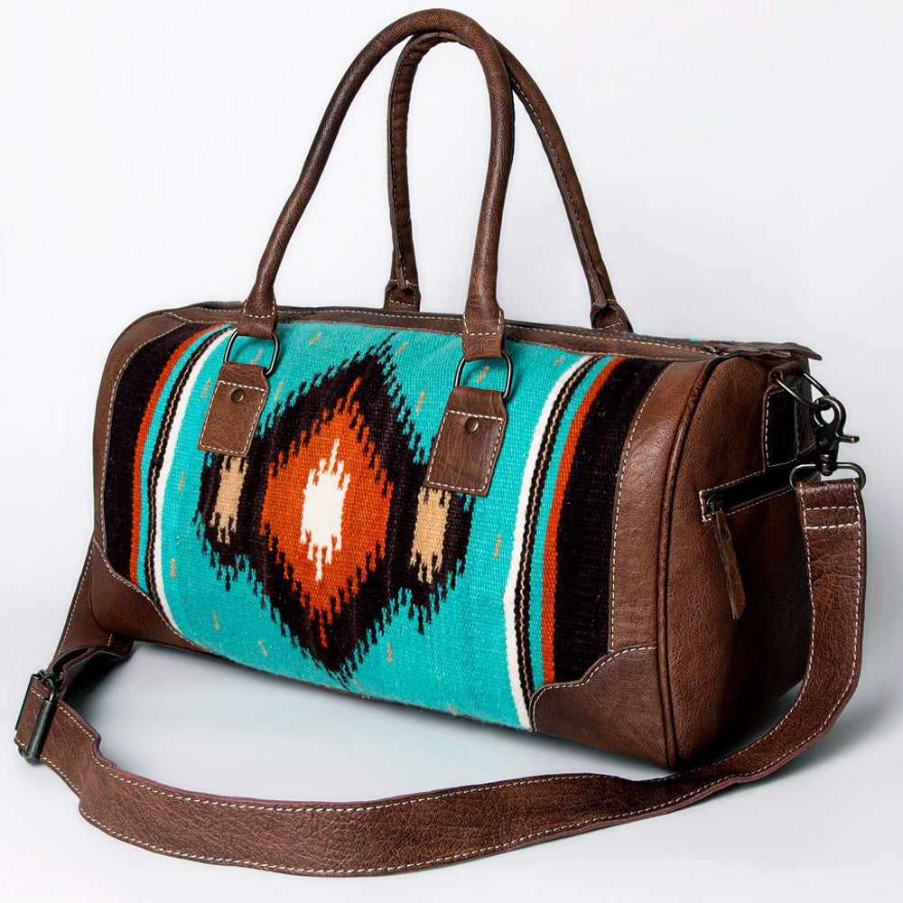 American Darling Western Travel Duffel Bag with Handwoven Saddle Blanket
