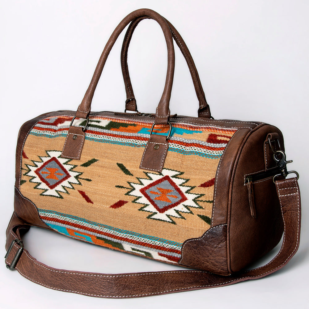 American Darling Western Travel Duffel Bag with Handwoven Saddle Blanket