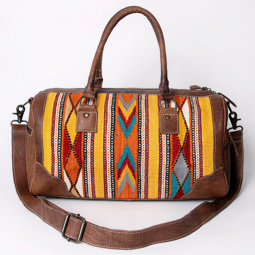 American Darling Western Travel Duffel Bag with Handwoven Saddle Blanket