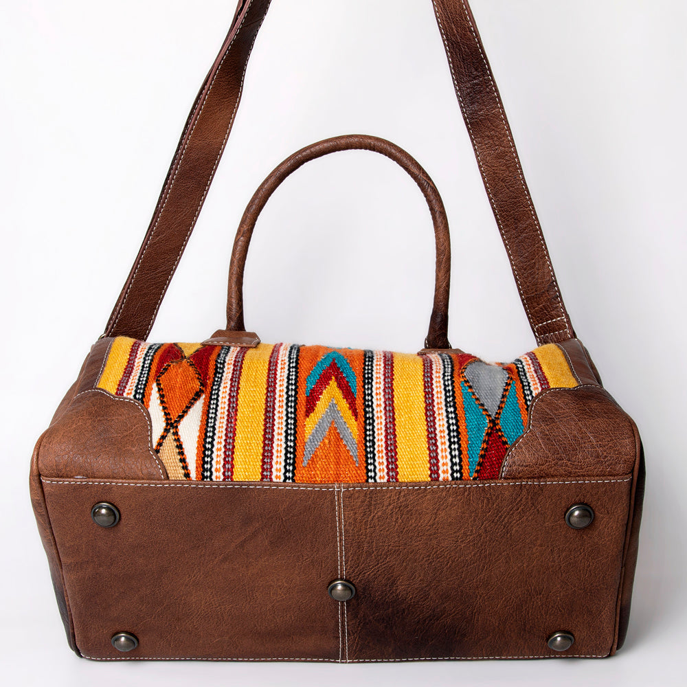 American Darling Western Travel Duffel Bag with Handwoven Saddle Blanket
