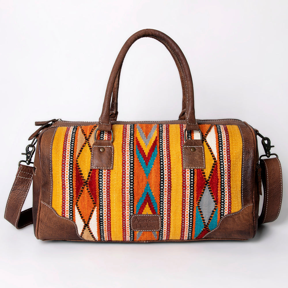 American Darling Western Travel Duffel Bag with Handwoven Saddle Blanket