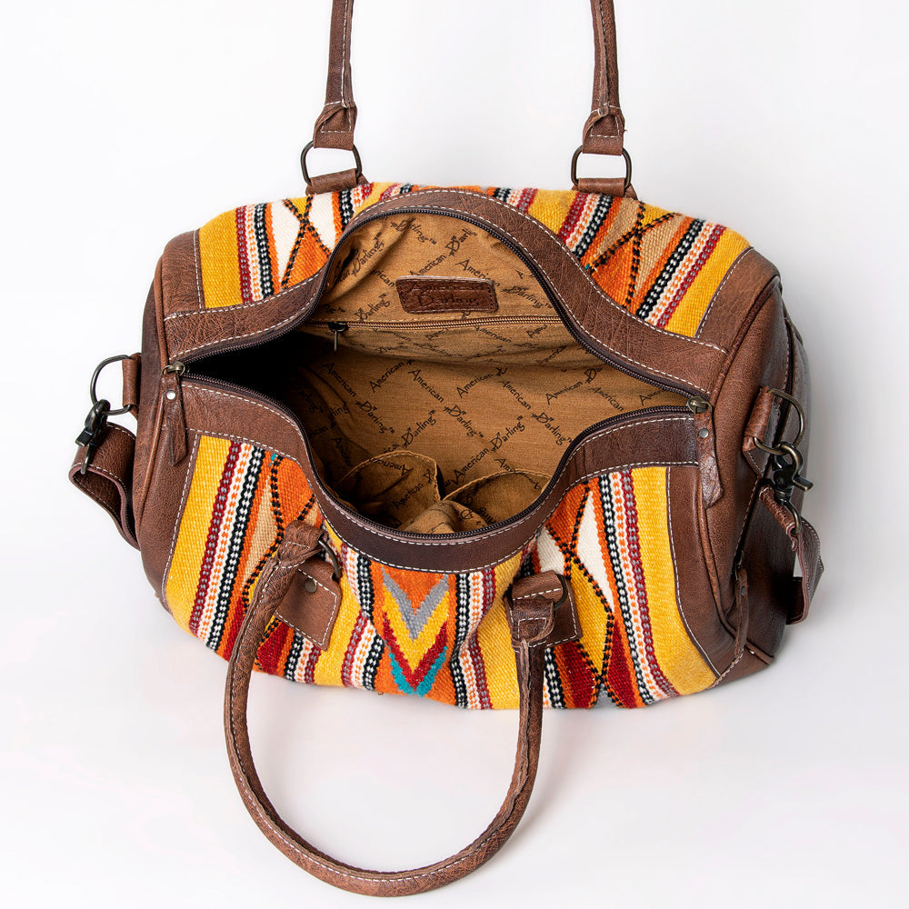 American Darling Western Travel Duffel Bag with Handwoven Saddle Blanket