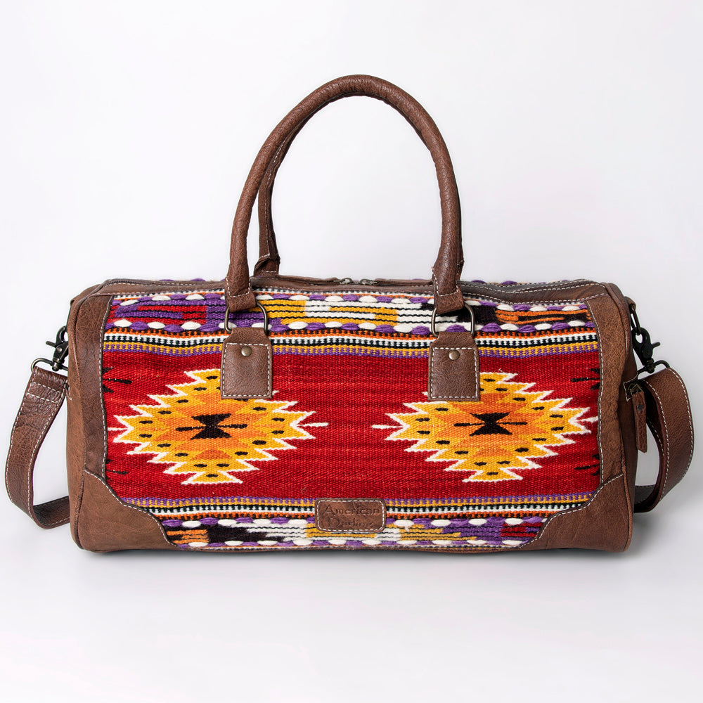 American Darling Western Travel Duffel Bag with Handwoven Saddle Blanket