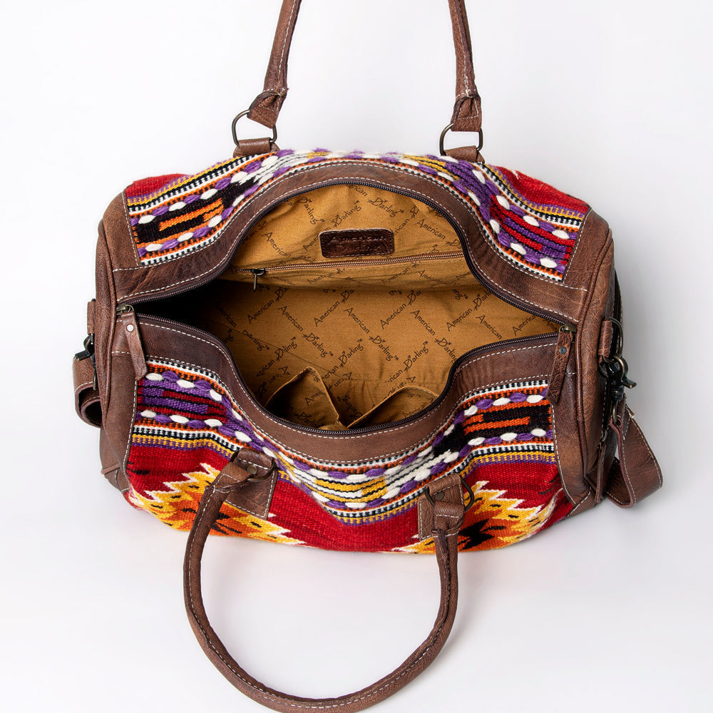 American Darling Western Travel Duffel Bag with Handwoven Saddle Blanket