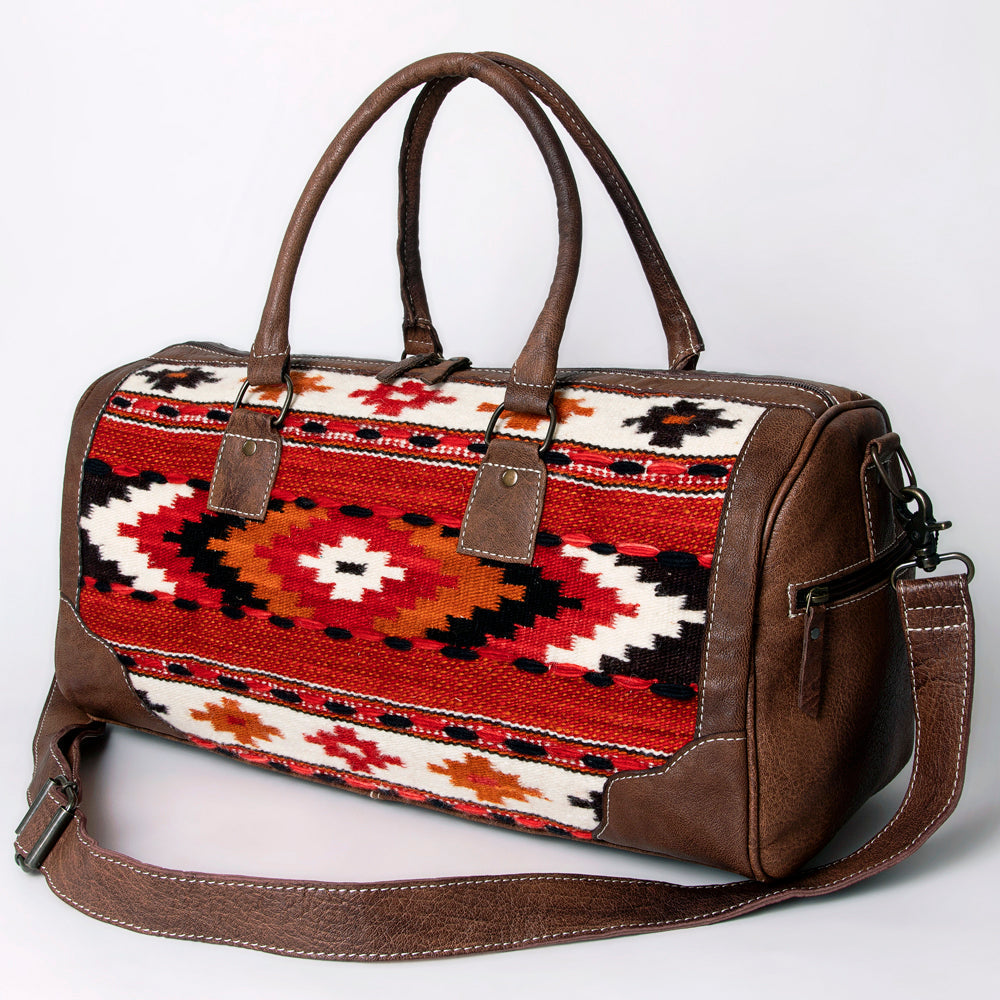 American Darling Western Travel Duffel Bag with Handwoven Saddle Blanket