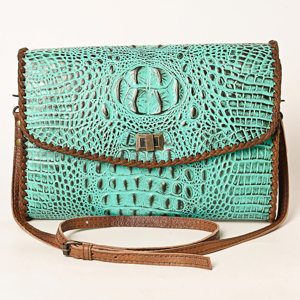 American Darling Crocodile-Embossed Leather Coin Purse