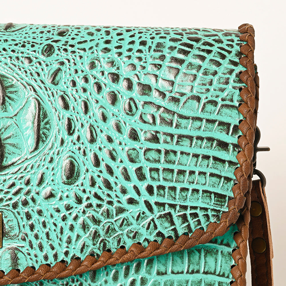 American Darling Crocodile-Embossed Leather Coin Purse