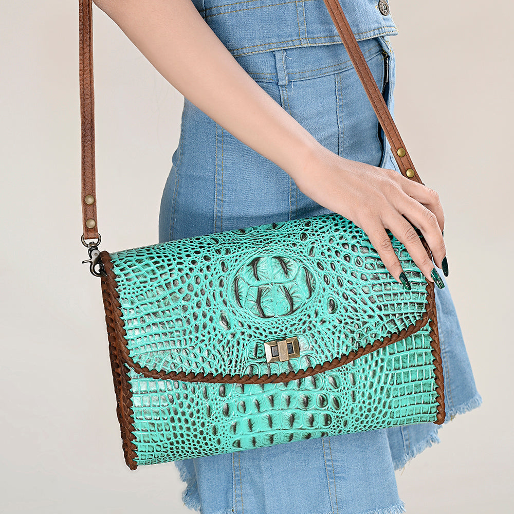 American Darling Crocodile-Embossed Leather Coin Purse