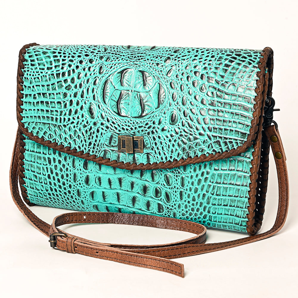 American Darling Crocodile-Embossed Leather Coin Purse