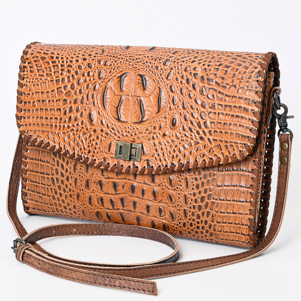 American Darling Crocodile-Embossed Leather Coin Purse