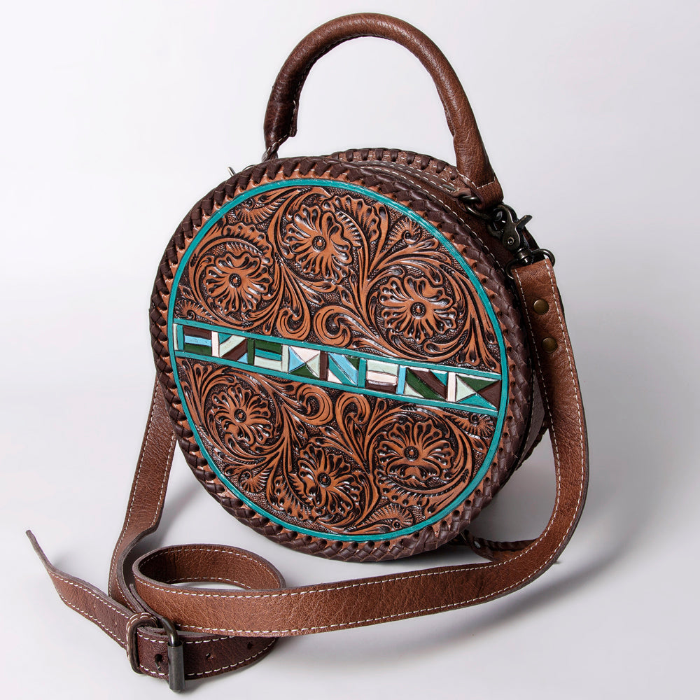 American Darling Hand-Tooled Genuine Leather Canteen Bag