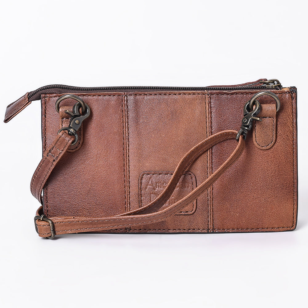 American Darling Hair-On Cowhide & Hand-Tooled Leather Small Crossbody Bag – Genuine Leather Western Purse with Adjustable Strap, Handmade in Texas