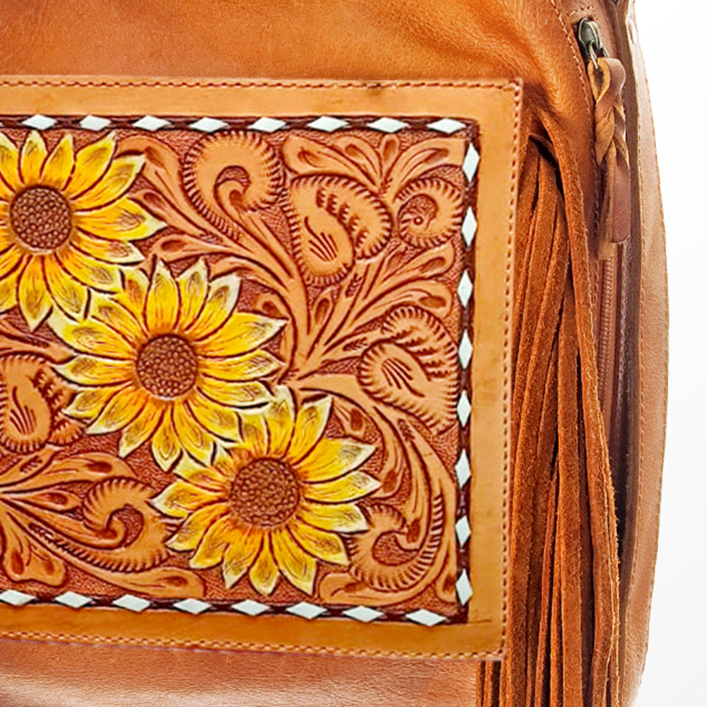 American Darling Hobo Bag Hand Tooled Floral Carved Genuine Leather Western Purse with Buck Stitched Trim & YKK Zipper