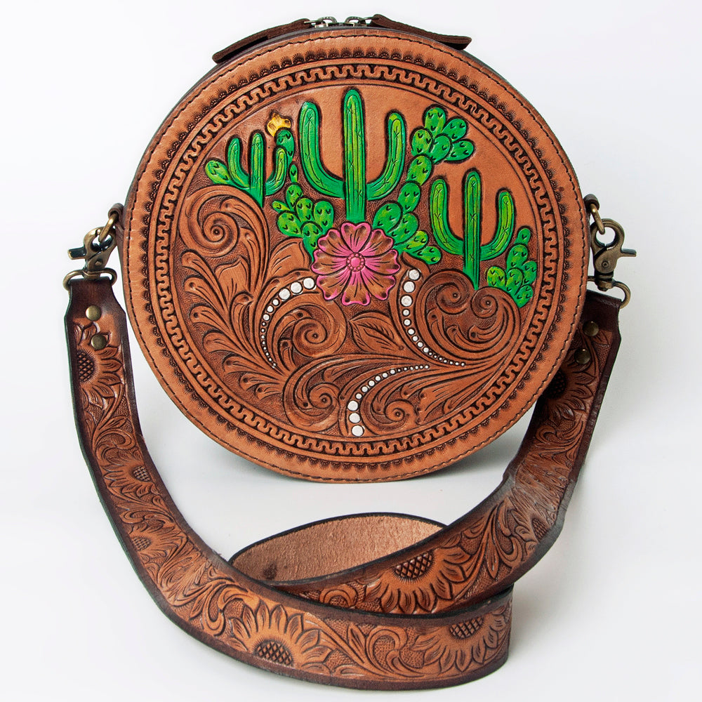American Darling Hand-Tooled Genuine Leather Canteen Bag