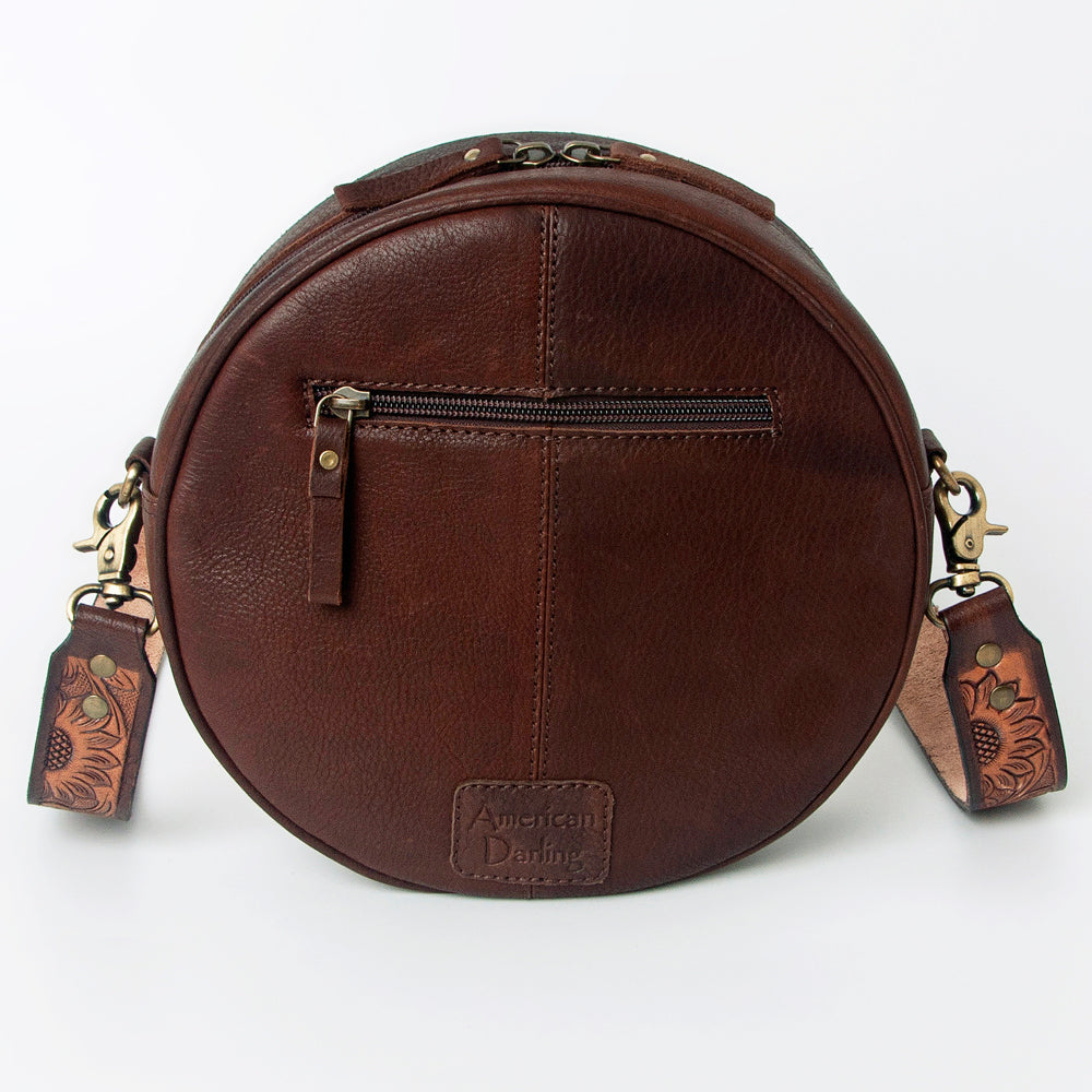 American Darling Hand-Tooled Genuine Leather Canteen Bag