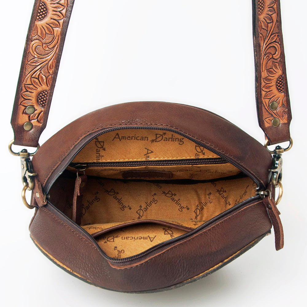 American Darling Hand-Tooled Genuine Leather Canteen Bag