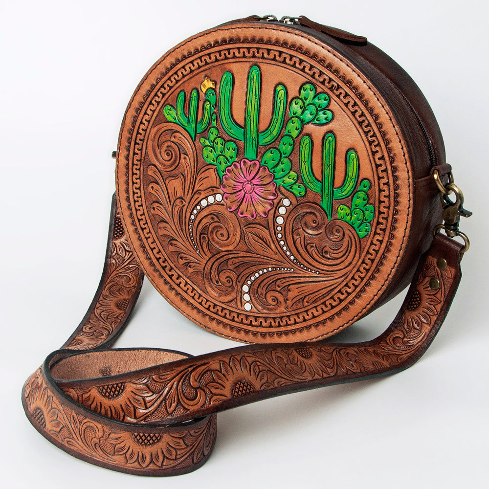 American Darling Hand-Tooled Genuine Leather Canteen Bag