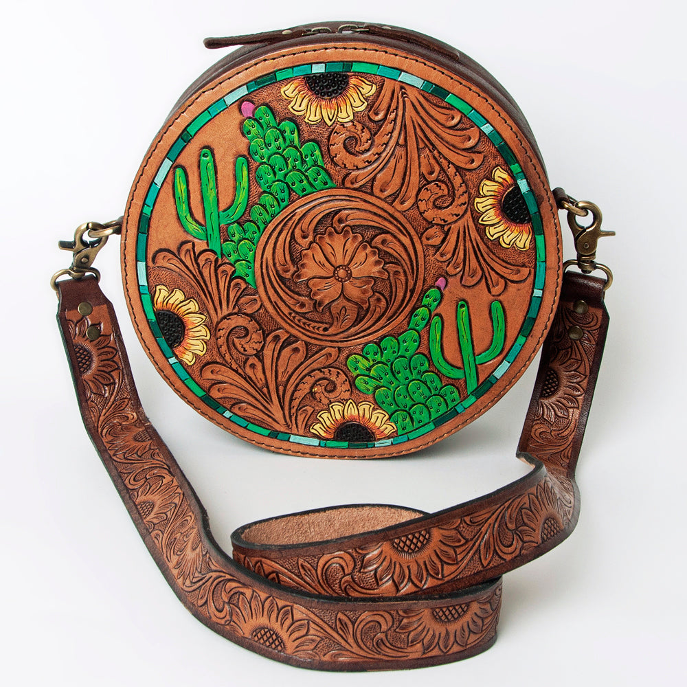 American Darling Hand-Tooled Genuine Leather Canteen Bag