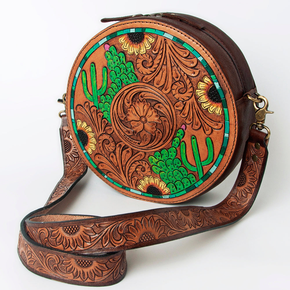 American Darling Hand-Tooled Genuine Leather Canteen Bag