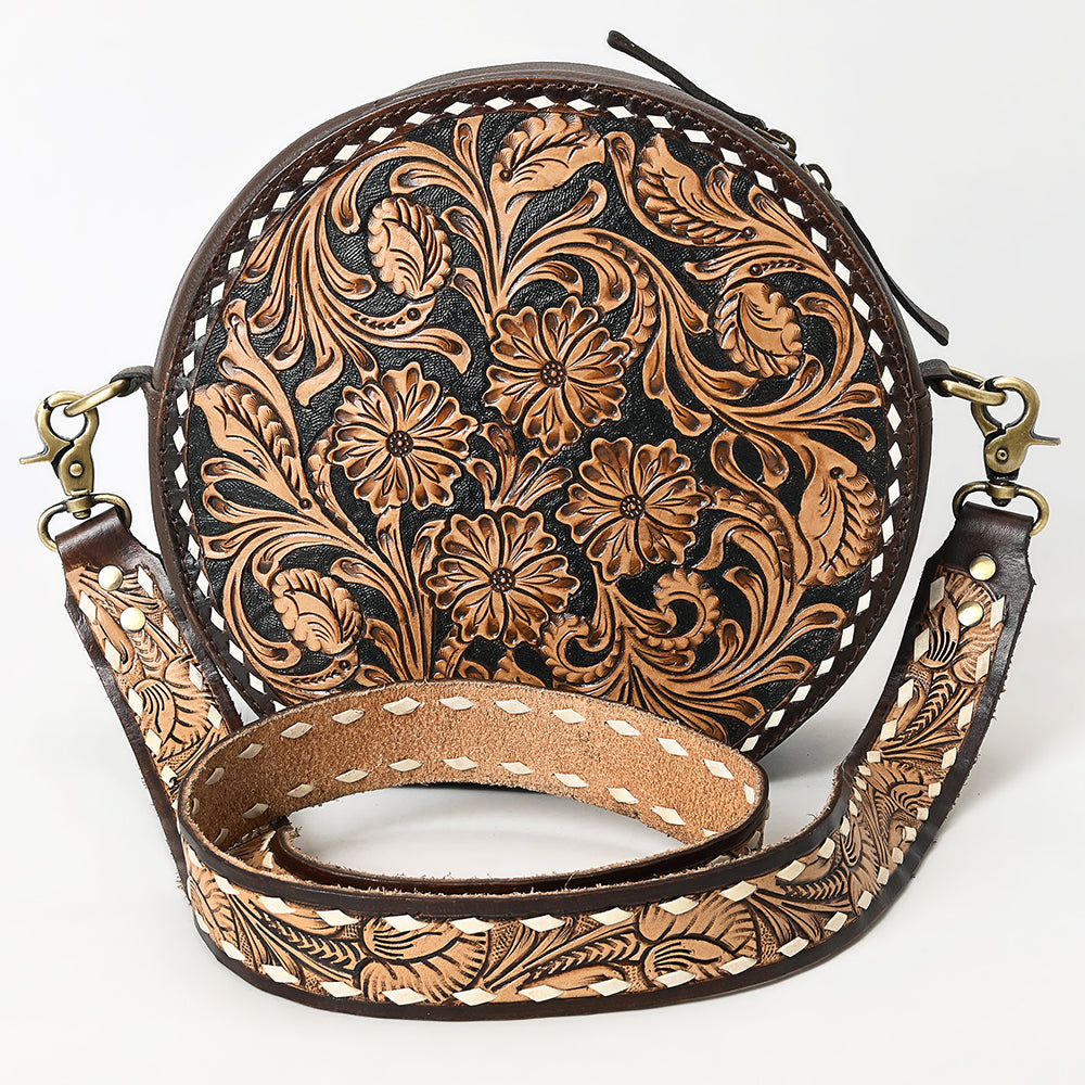 American Darling Hand-Tooled Genuine Leather Canteen Bag
