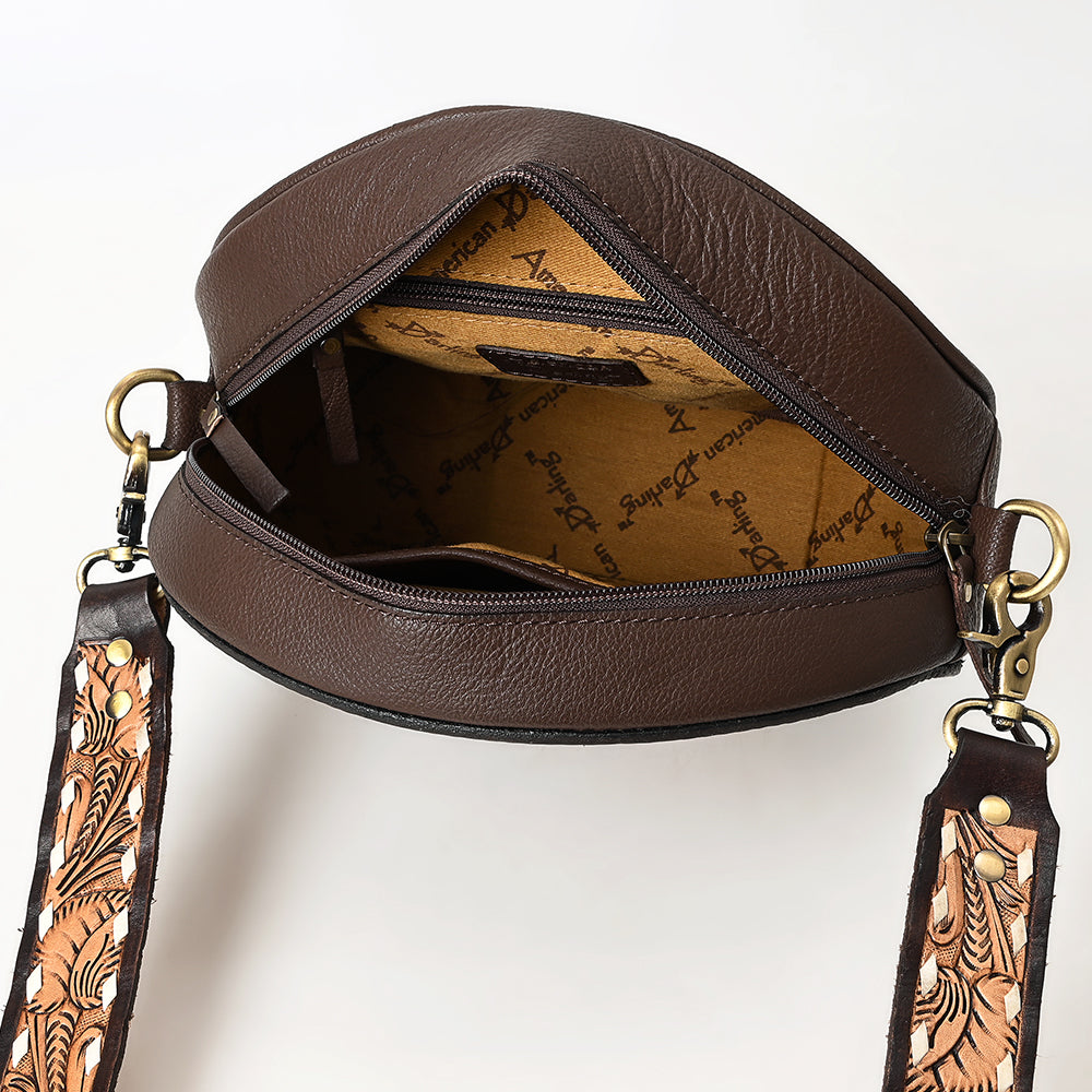 American Darling Hand-Tooled Genuine Leather Canteen Bag
