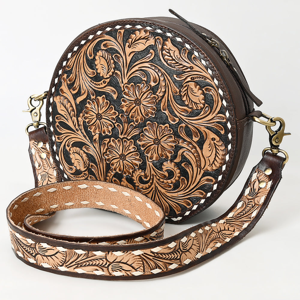 American Darling Hand-Tooled Genuine Leather Canteen Bag