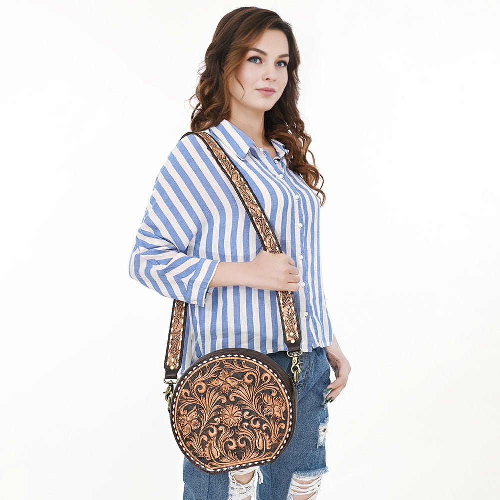 American Darling Hand-Tooled Genuine Leather Bag