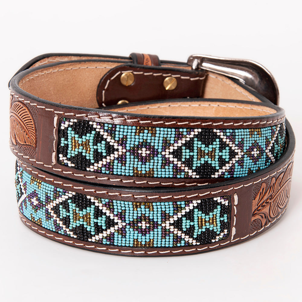 HILASON Western Genuine Leather Belt for Men Women Cowboy Cowgirl Handmade Unisex Full Grain Heavy Duty Tooled Beaded