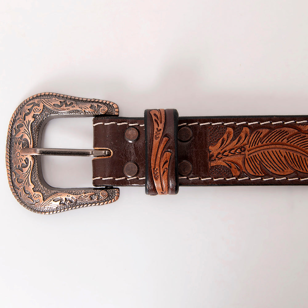 HILASON Western Genuine Leather Belt for Men Women Cowboy Cowgirl Handmade Unisex Full Grain Heavy Duty Tooled Beaded