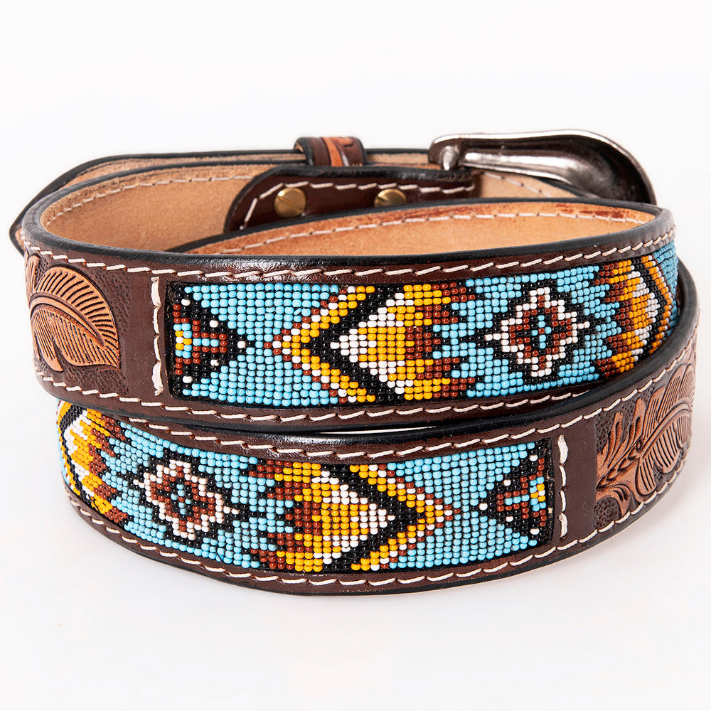 HILASON Western Genuine Leather Belt for Men Women Cowboy Cowgirl Handmade Unisex Full Grain Heavy Duty Tooled Beaded