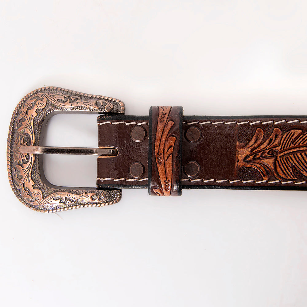HILASON Western Genuine Leather Belt for Men Women Cowboy Cowgirl Handmade Unisex Full Grain Heavy Duty Tooled Beaded