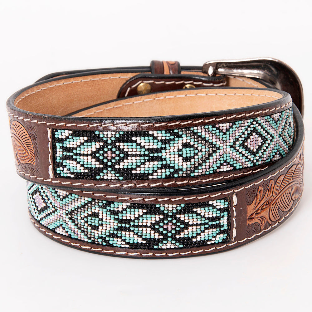 HILASON Western Genuine Leather Belt for Men Women Cowboy Cowgirl Handmade Unisex Full Grain Heavy Duty Tooled Beaded
