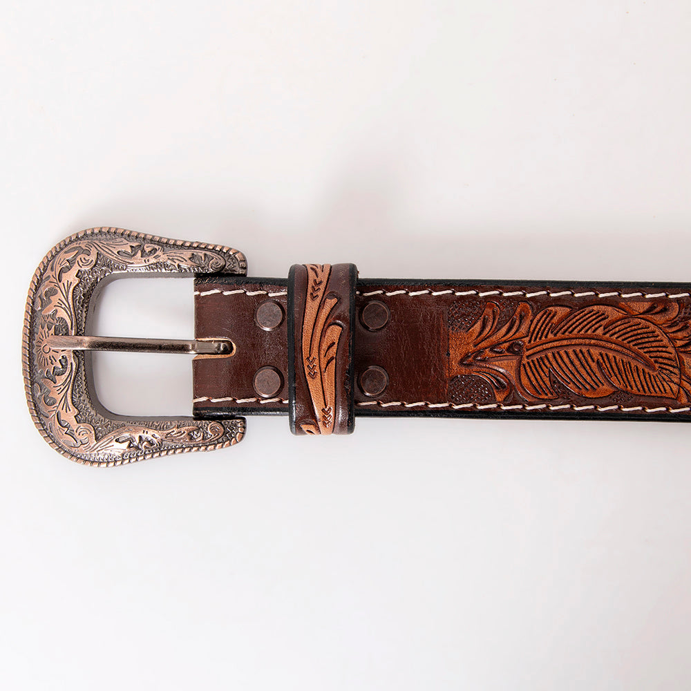 HILASON Western Genuine Leather Belt for Men Women Cowboy Cowgirl Handmade Unisex Full Grain Heavy Duty Tooled Beaded