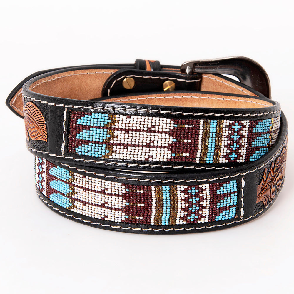 HILASON Western Genuine Leather Belt for Men Women Cowboy Cowgirl Handmade Unisex Full Grain Heavy Duty Tooled Beaded