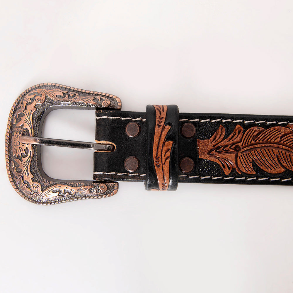 HILASON Western Genuine Leather Belt for Men Women Cowboy Cowgirl Handmade Unisex Full Grain Heavy Duty Tooled Beaded