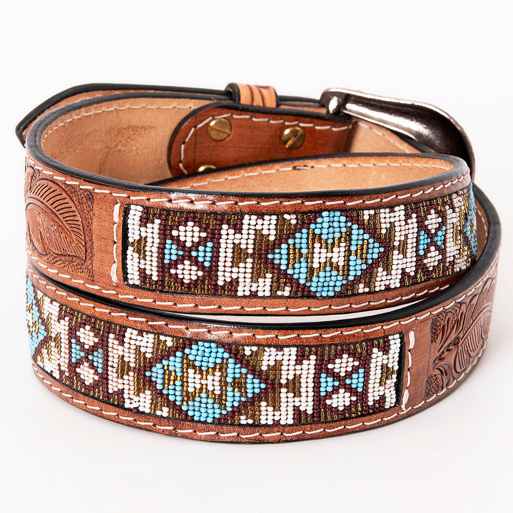 HILASON Western Genuine Leather Belt for Men Women Cowboy Cowgirl Handmade Unisex Full Grain Heavy Duty Tooled Beaded
