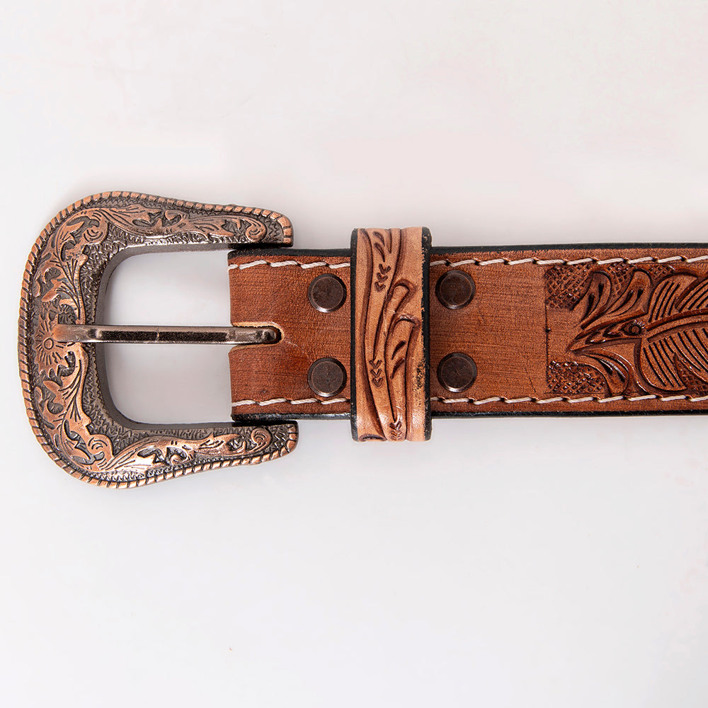 HILASON Western Genuine Leather Belt for Men Women Cowboy Cowgirl Handmade Unisex Full Grain Heavy Duty Tooled Beaded