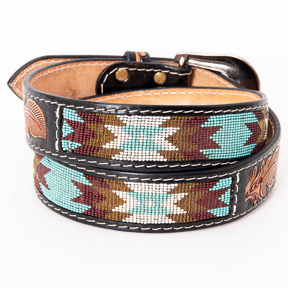 HILASON Western Genuine Leather Belt for Men Women Cowboy Cowgirl Handmade Unisex Full Grain Heavy Duty Tooled Beaded