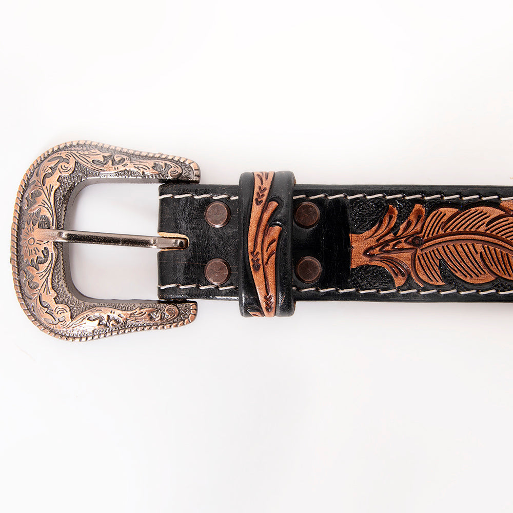 HILASON Western Genuine Leather Belt for Men Women Cowboy Cowgirl Handmade Unisex Full Grain Heavy Duty Tooled Beaded