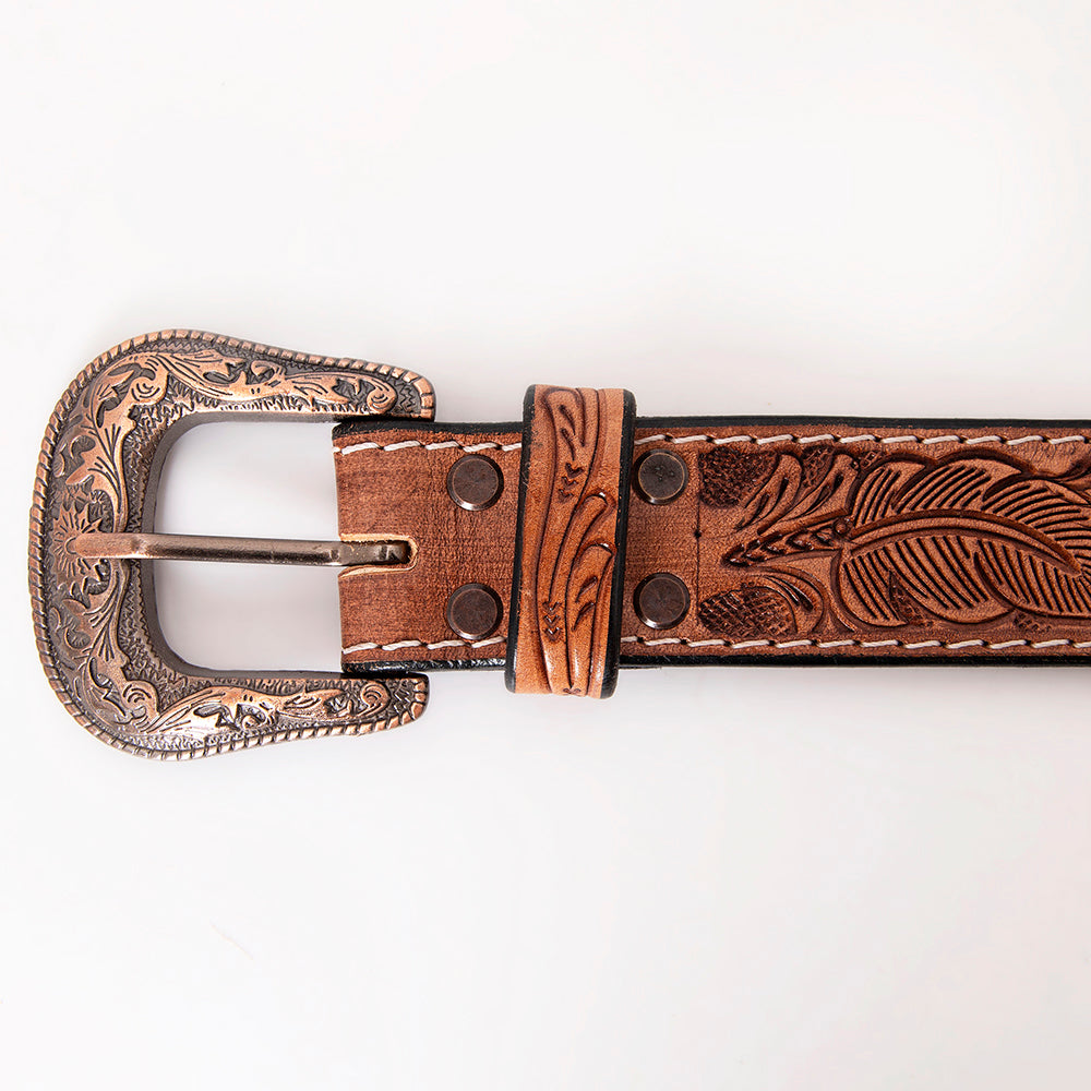 HILASON Western Genuine Leather Belt for Men Women Cowboy Cowgirl Handmade Unisex Full Grain Heavy Duty Tooled Beaded