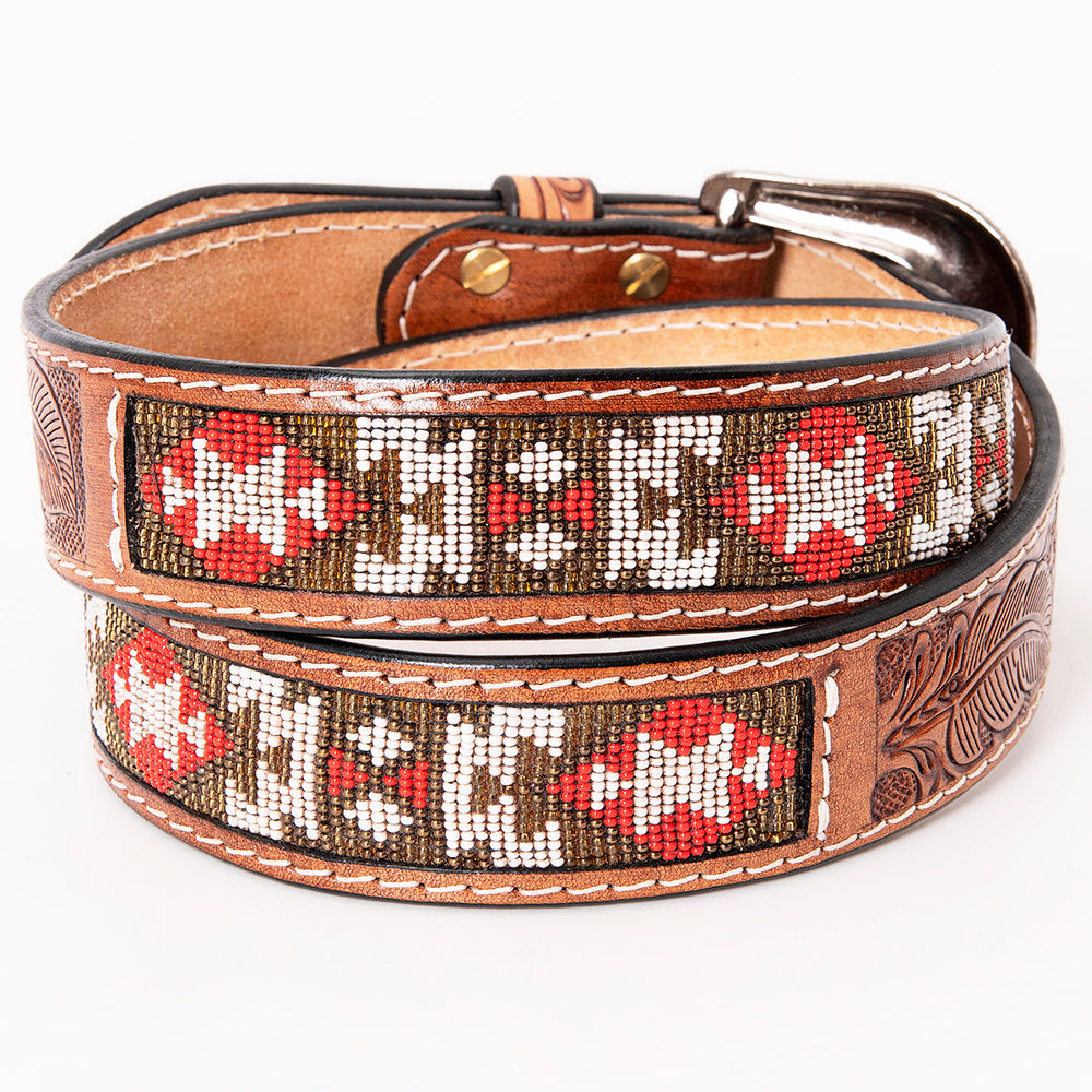 HILASON Western Genuine Leather Belt for Men Women Cowboy Cowgirl Handmade Unisex Full Grain Heavy Duty Tooled Beaded