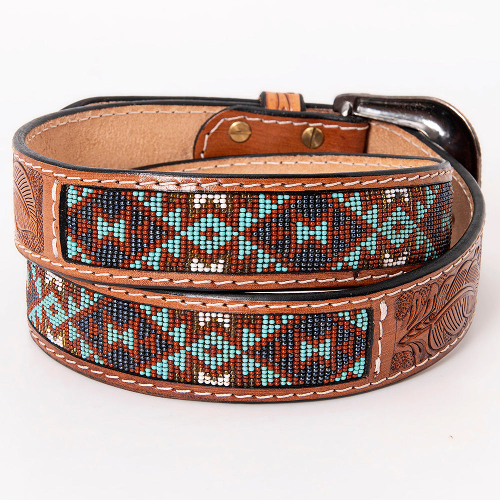 HILASON Western Genuine Leather Belt for Men Women Cowboy Cowgirl Handmade Unisex Full Grain Heavy Duty Tooled Beaded