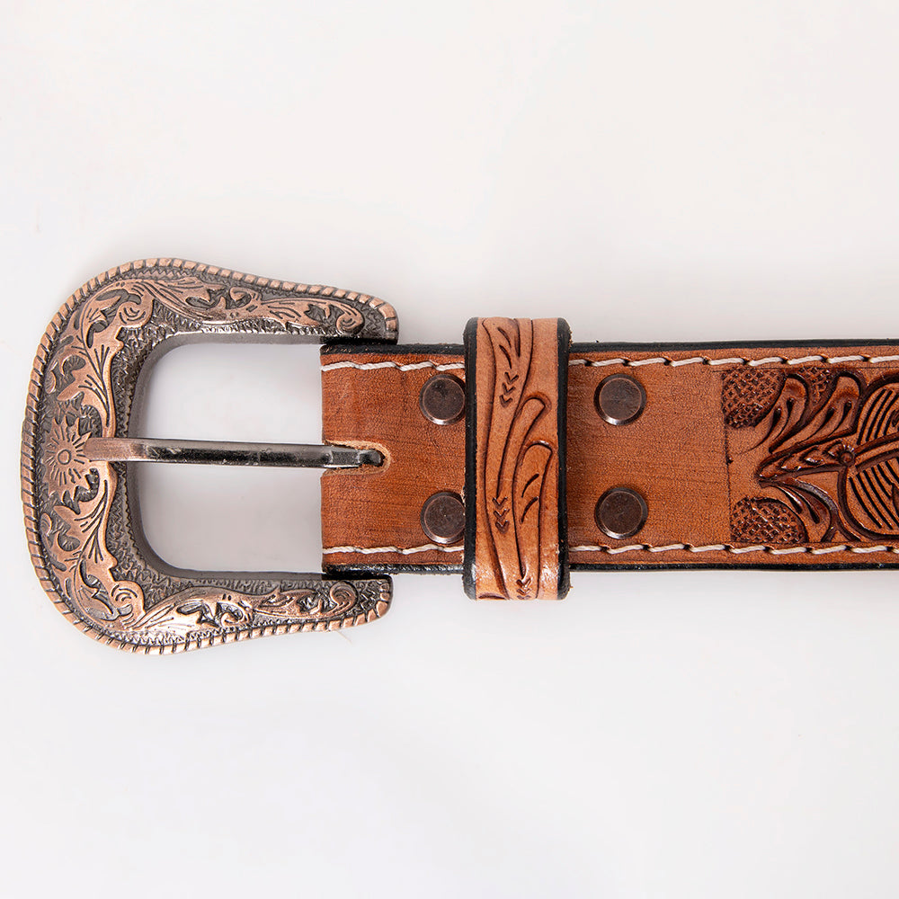 HILASON Western Genuine Leather Belt for Men Women Cowboy Cowgirl Handmade Unisex Full Grain Heavy Duty Tooled Beaded