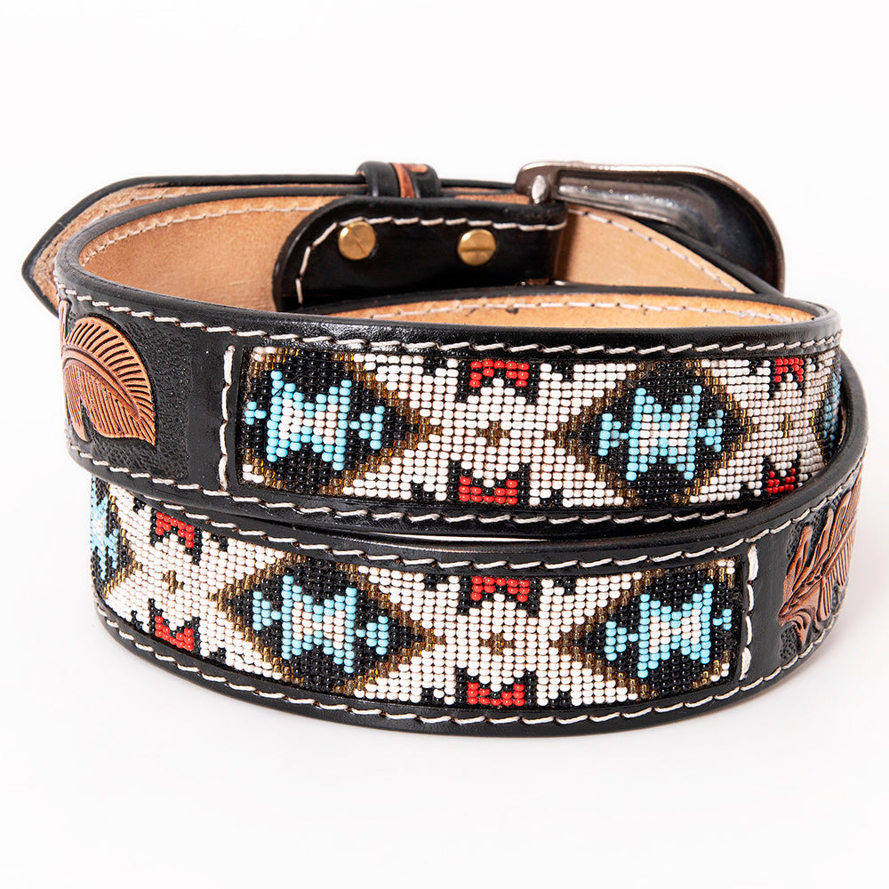 HILASON Western Genuine Leather Belt for Men Women Cowboy Cowgirl Handmade Unisex Full Grain Heavy Duty Tooled Beaded