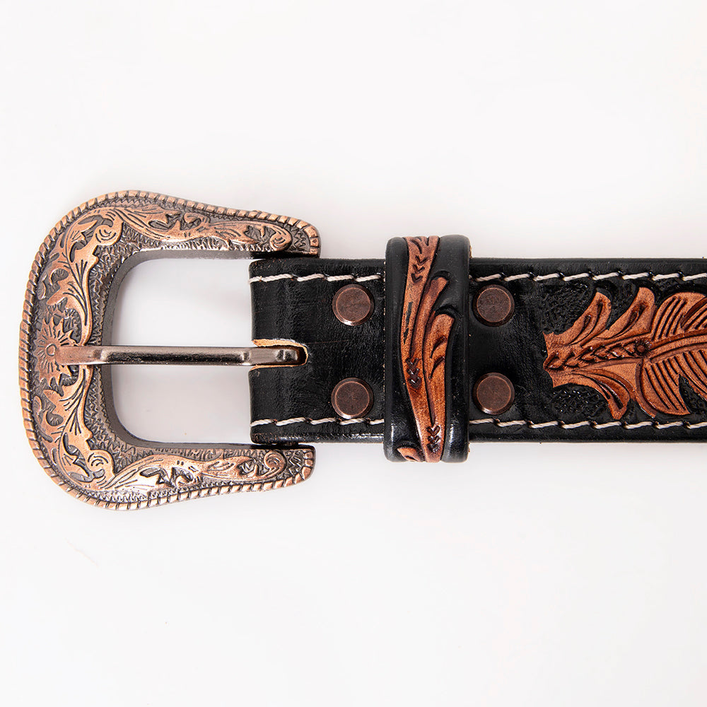 HILASON Western Genuine Leather Belt for Men Women Cowboy Cowgirl Handmade Unisex Full Grain Heavy Duty Tooled Beaded