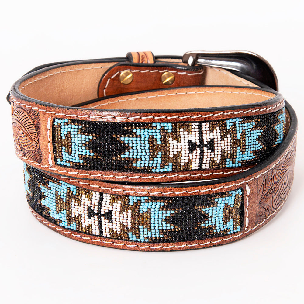 HILASON Western Genuine Leather Belt for Men Women Cowboy Cowgirl Handmade Unisex Full Grain Heavy Duty Tooled Beaded